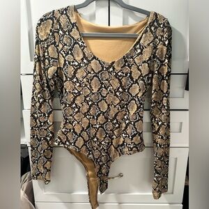 SHEIN Snake Print Longsleeve BodySuit